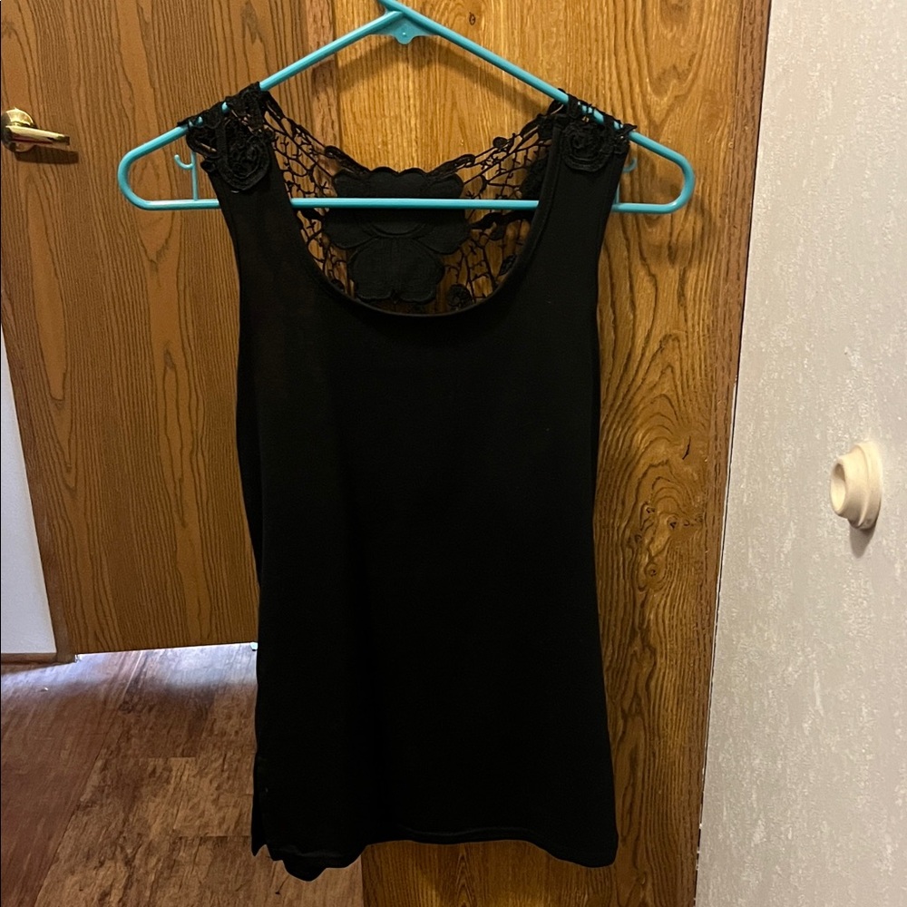 YOINS Black Lace Detail Tank Top